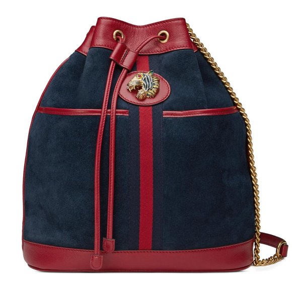 Gucci Bucket Rajah Medium Suede Hobo Bag in Blue NEW WITH DUST BAG - Picture 1 of 13